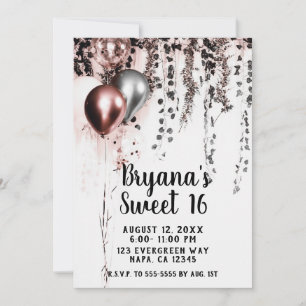 Invitación Globos rosados dorados dorados ruidosos Ivy Sweet
