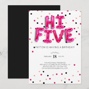 Invitación Globos rosados Hi Five Birthday