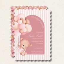 Globos rosados, rayas florecen Baby Shower Escalon