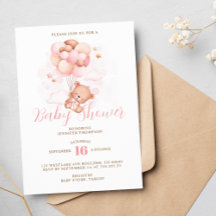 Globos rosas Teddy Bear Baby Shower