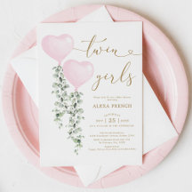 Globos rosas verde Chicas gemelos cariño bebé