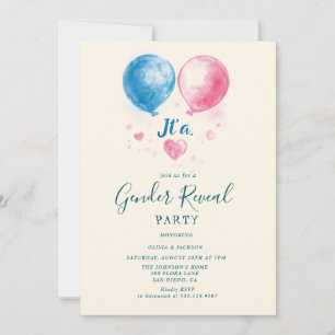 Invitación Globos rosas y azules Género revelan Fiesta