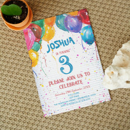 Invitación Globos vibrantes y fiesta de cumpleaños alegre