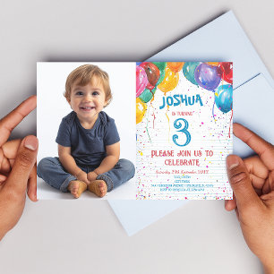 Invitación Globos vibrantes y fiesta de cumpleaños alegre
