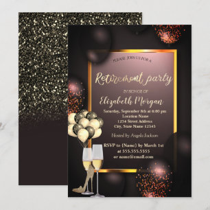 Invitación Globos, Vidrio, Tacones altos Burgundy Jubilación 