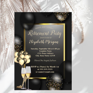 Invitación Globos, Vidrio, Tacones altos, Jubilación negra