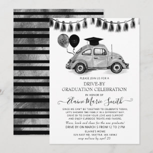 Invitación Globos Vintage de escarabajo de plata circulan por