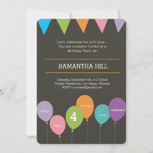 Invitación globos y bandera del banting