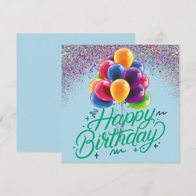 Invitación Globos y Confetti (Anverso / Reverso)