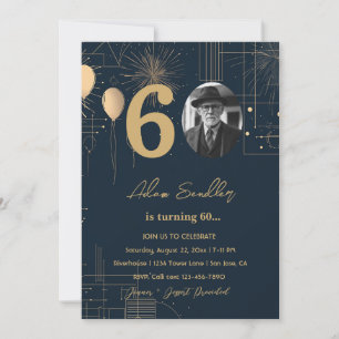 Invitación Globos y fuegos artificiales de la fiesta de 60 añ