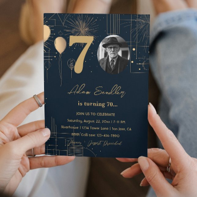 Invitación Globos y fuegos artificiales para la fiesta de 70  (Subido por el creador)