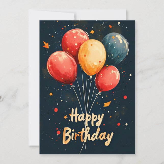 Invitación Globos y puntos en la fiesta de cumpleaños negro (Anverso)