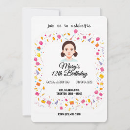 Invitación Globos y regalos sencillos de fiesta de cumpleaños