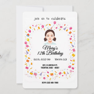 Invitación Globos y regalos sencillos de fiesta de cumpleaños