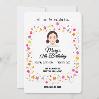 Invitación Globos y regalos sencillos de fiesta de cumpleaños
