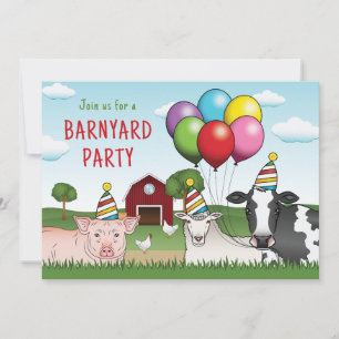 Invitación Globos y Sombreros de Cumpleaños de Animales de Gr