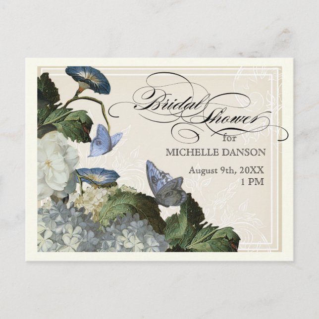 Invitación Gloria de la mañana Hydrangea - Postal de ducha de (Anverso)