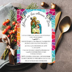 Invitación Gloria española a Dios Cena de Navidad Cristiana