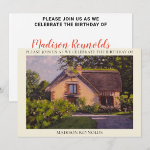 Invitación Glorioso Cumpleaños Azul Púrpura Naranja Verde 