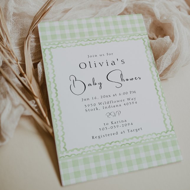 Invitación Glorioso Gingham Baby Shower (Subido por el creador)