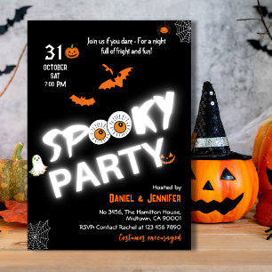 Invitación Glow in the Dark Style Spooky murciélagos fantasma