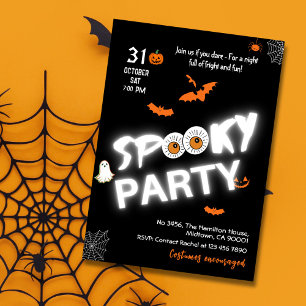 Invitación Glow in the Dark Style Spooky murciélagos fantasma