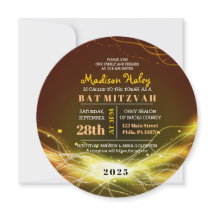 GLOWING NEON STARS Bat Mitzvah Invitation GOLD
