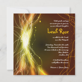 Invitación GLOWING NEON STARS Bat Mitzvah Invitation GOLD