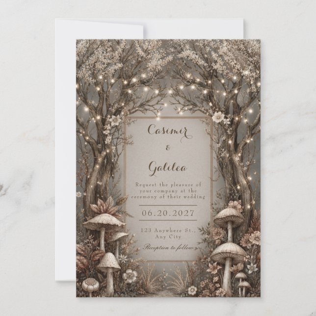 Invitación Gnarled Bronze Enchanted Forest Wood Wedding (Anverso)