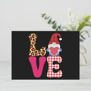 Invitación Gnome Amor Día de San Valentín Plaid Rojo de Búfal