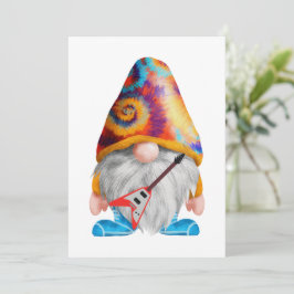 Invitación Gnome con guitarra y gorra colorido en un