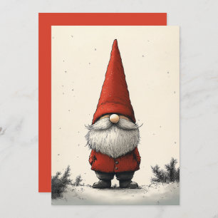 Invitación Gnome de invierno alegre en Gorra rojo