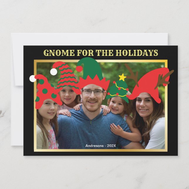 Invitación Gnome de navidades para la foto de la familia de l (Anverso)