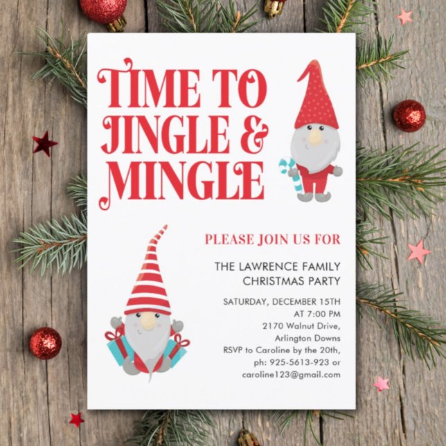 Invitación Gnome Jingle Mingle Fun Navidad Fiesta (Subido por el creador)