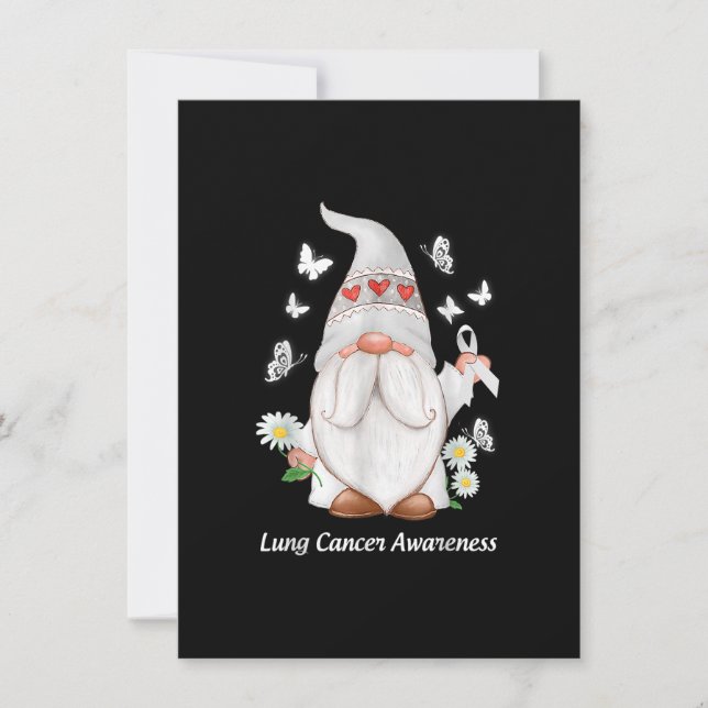 Invitación Gnome Lung Cancer Awareness With White Ribbon Gift (Anverso)