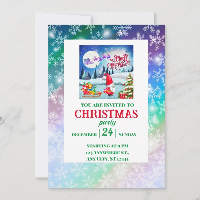 Invitación Gnome Navidades Snowy Regalos de Santa (Anverso)