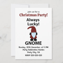 Invitación Gnome siempre afortunado Fiesta de Navidades de Gn