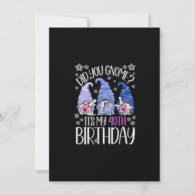 Invitación Gnomes De Cumpleaños De 40 Años Para Mujeres Es Mi (Anverso)