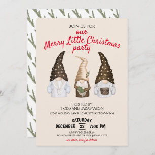 Invitación Gnomes festivos Beige Merry Fiesta de pequeños Nav
