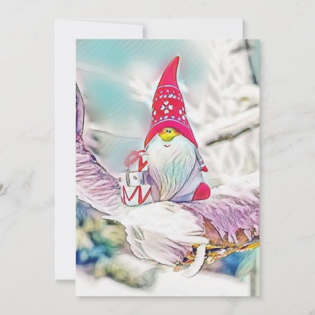 Invitación Gnomes in the snow watercolor painting  (Anverso)