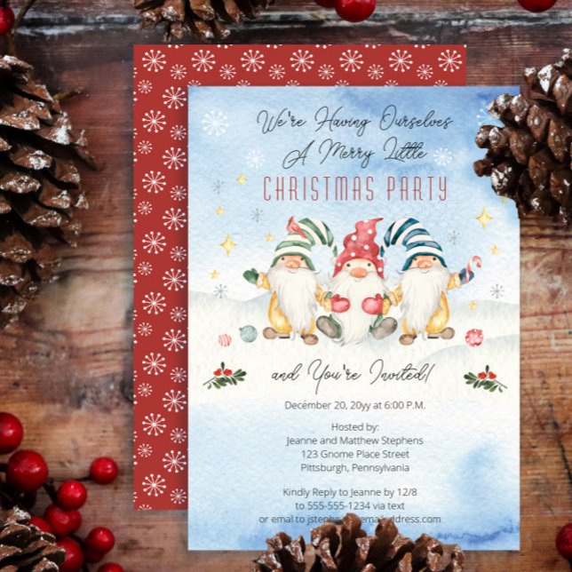 Invitación Gnomes Tiene Un Fiesta De Buenos Navidades (Subido por el creador)