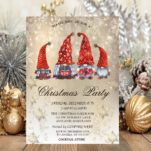 Invitación Gnominis Lindos Copos de Nieve Fiesta Dorada