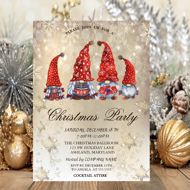 Invitación Gnominis Lindos Copos de Nieve Fiesta Dorada (Subido por el creador)