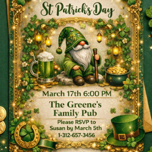 Invitación Gnomo caprichoso del día de San Patricio