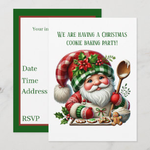 Invitación Gnomo de fiesta de horneado de galletas de Navidad