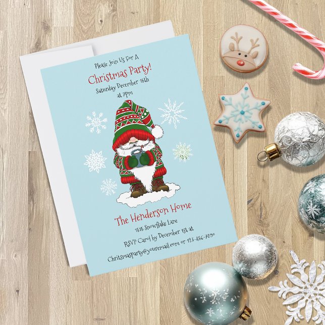 Invitación Gnomo de Navidad Acogedor Rojo Verde Invierno Lind (Subido por el creador)
