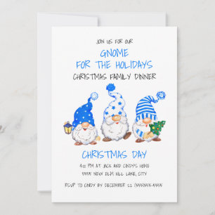 Invitación Gnomo divertido de Navidad para la cena de las fie