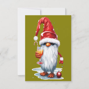 Invitación Gnomo Gonk Navideño Festivo Sosteniendo Un Vaso