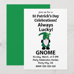Invitación Gnomo Trébol de la Suerte Día de San Patricio Gnom