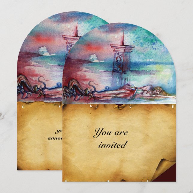 Invitación GNOMON Y DAMA DEL pergamino LAGO Brown (Anverso / Reverso)